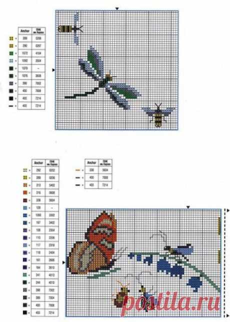 БАБОЧКИ, СТРЕКОЗЫ И ПРОЧИЕ БУКАШКИ КРЕСТОМ. СХЕМЫ