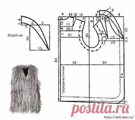 Жилет из меха. Выкройка