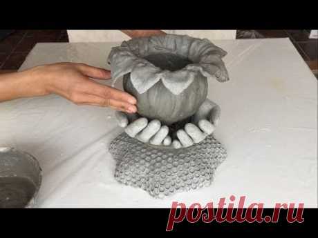 Ideas For Making Cement Pots From Gloves And Cloth /// Garden Decoration