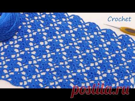 Цветочный УЗОР КРЮЧКОМ всего 2 ряда!!!  легкое ВЯЗАНИЕ для новичков EASY Crochet for beginners