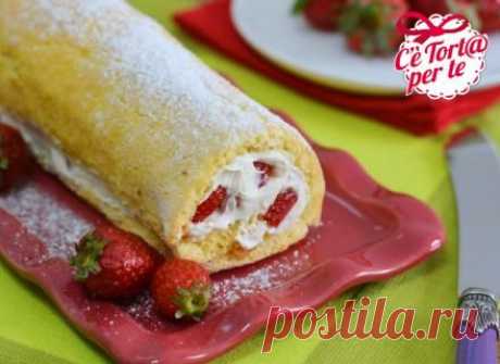 Rotolo al limone con crema e fragole