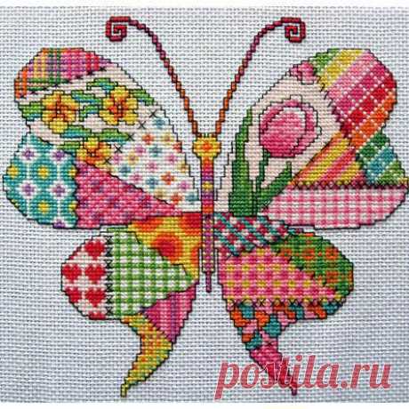 Patchwork Butterfly Cross Stitch Pattern. PDF Instant Download