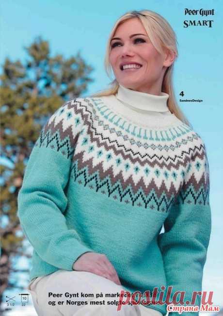 . Бирюзовый свитер - Вязание - Страна Мам