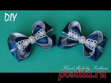 Резинки с бантиками из лент для Школы КАНЗАШИ DIY Bows made of ribbon Kanzashi Laço de Cetim Curva d