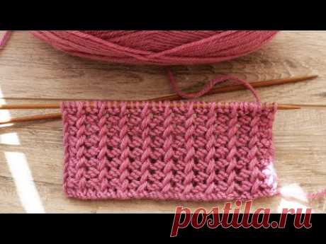 Резинка на вытянутых петлях спицами 🍓 Decorative knitted ribbing
