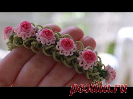 Rainbow Loom™  Ruffles and Roses Bracelet Tutorial