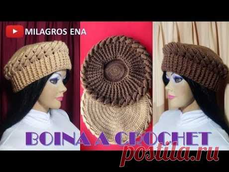 BOINA A CROCHET EN 3 PUNTOS paso a paso: Punto Circular Básico, Punto Olitas y Punto Elástico