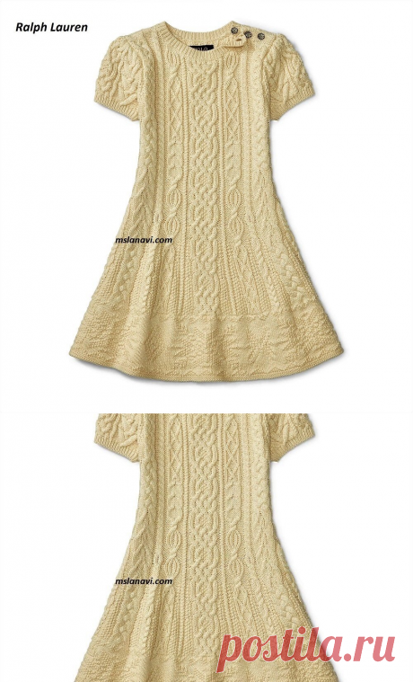 Платье спицами для девочки от Ralph Lauren | Вяжем с Лана Ви