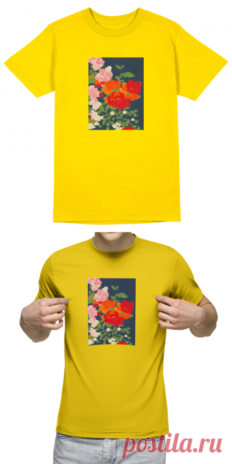 Мужская футболка «Абстрактные цветы на синем фоне» цвет зеленый - дизайнер принта Anstey
