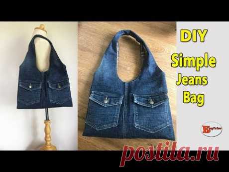 DIY SIMPLE JEANS BAG | RECYCLE OLD JEANS | DIY BAG | TOTE BAG | SEWING TUTORIAL