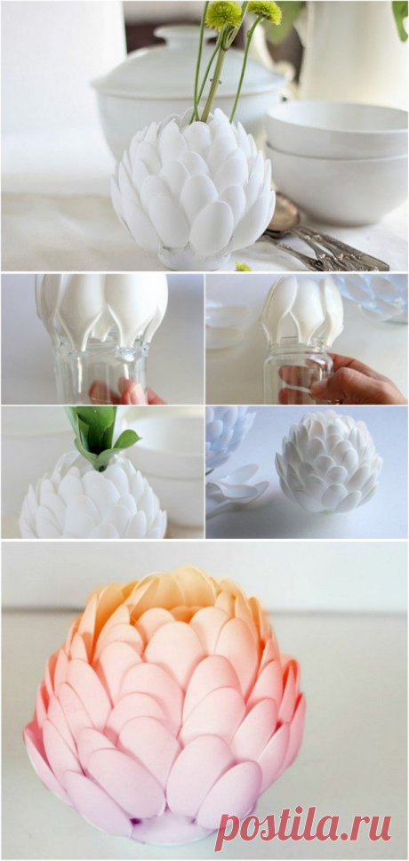 Ваза из ложек, как можно сделать вазу