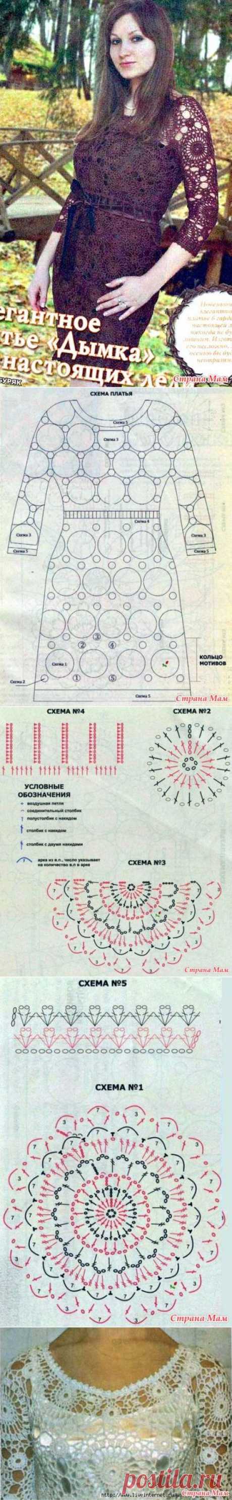 . Женственное и элегантное платье ДЫМКА. - Все в ажуре... (вязание крючком) - Страна Мам
