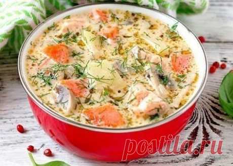 Сырный суп с форелью и грибами / Райская пища