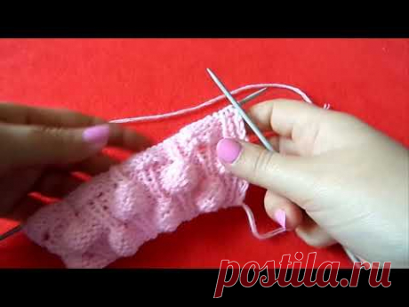 Объемный узор Малинки, Ягодки. Вязание спицами. Knitting(Hobby).