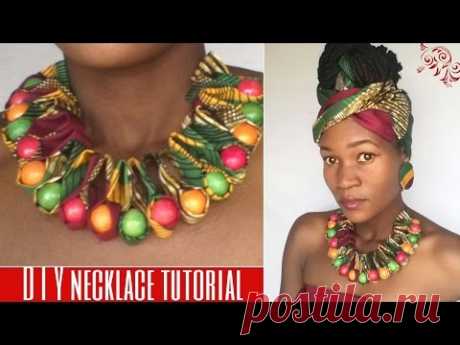 DIY ankara/african print ruffle beaded necklace