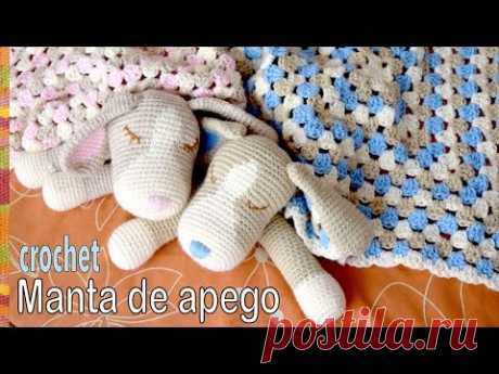 Colcha con perritos dormilones o manta de apego tejida a crochet (cuadrado granny y amigurumi) - YouTube