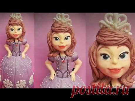 tutorial SOFIA THE FIRST CAKE TOPPER FONDANT principessa SOFIA in pasta di zucchero torta decorata - YouTube