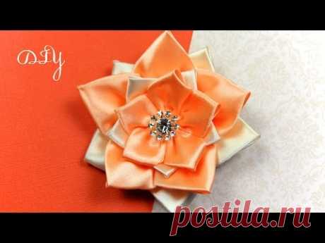 Брошь - Цветок из лент / Ribbon Brooch Tutorial / ✿ NataliDoma DIY