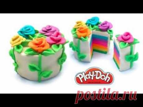 Dolls Food . Spring Flower Cake. Play Doh for Kids and Beginners. DIY for Kids. Gift, Craft Tutorial