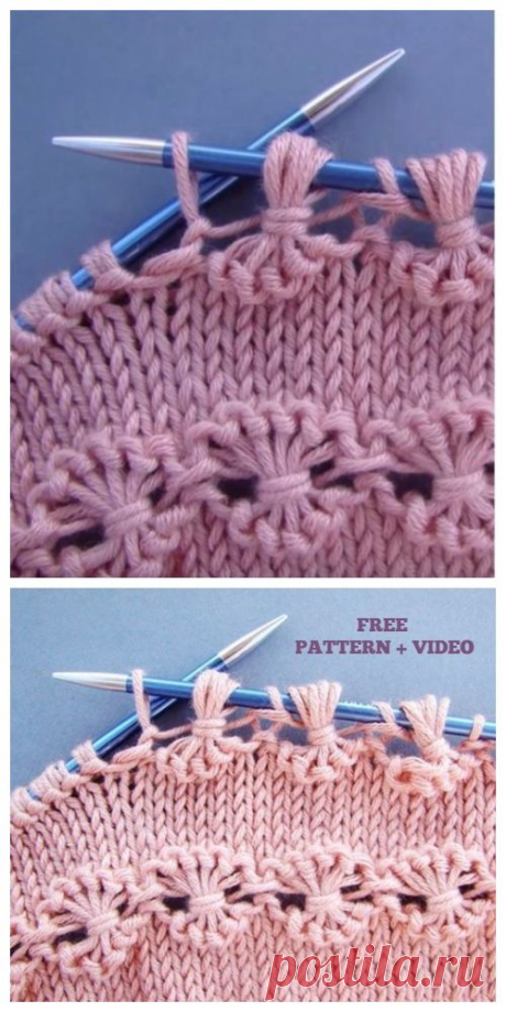 Knit Point of Flower Stitch Free Knitting Pattern+Video