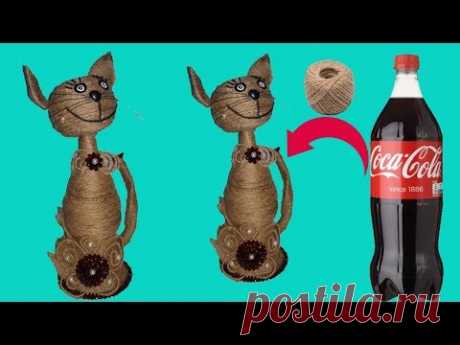 plastic bottle craft ideas|| how to make plastic bottle tom ||jute craft idea||dustu pakhe