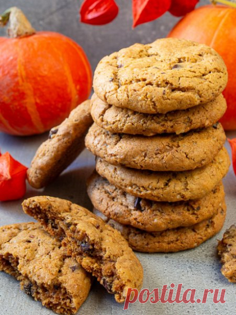Рецепт тыквенного печенья с шоколадом и орехами 🔥 на Вкусном Блоге