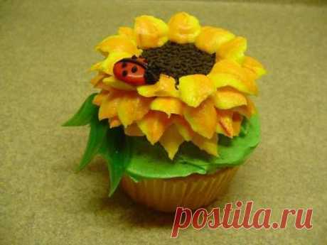 Decorating Cupcakes: #3 Sunflower and Ladybug -with yoyomax12