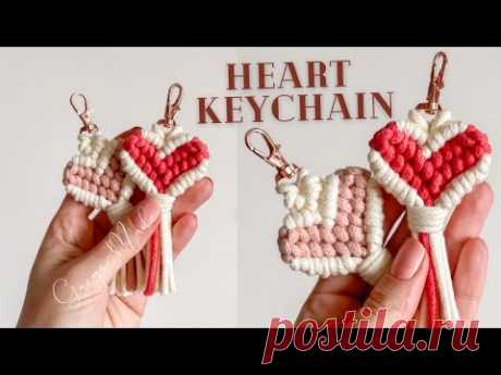 DIY Macrame Heart Keychain, New Design Macramé Keychain Tutorial