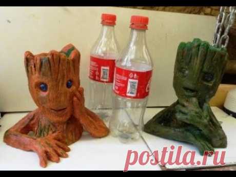 DIY: Vaso Baby Groot com garrafa Pet - YouTube