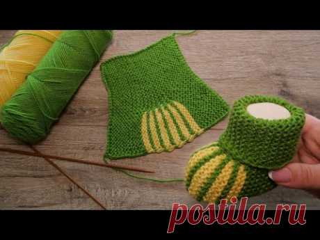 Самые легкие пинетки на двух спицах 🐸 Etsy Two needle booties