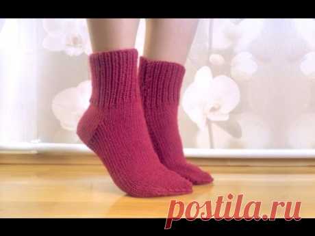 Knitting easy socks on two needles (tutorial for BEGINNER) Носки на 2 спицах