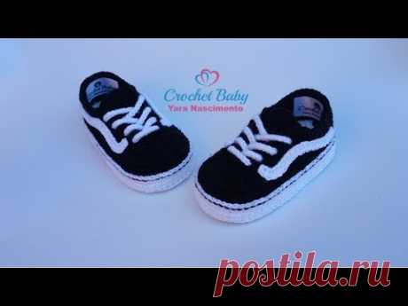 Tênis VANS OLD SKOOL de Crochê - Tamanho 09 cm - Crochet Baby Yara Nascimento