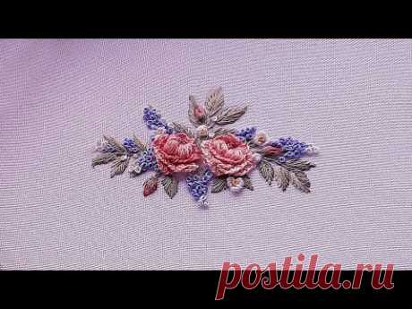 3D Roses bouquet Antique Embroidery