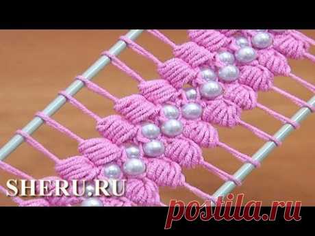 Crochet Hairpin Beaded Lace Tutorial 38 Лента на вилке с бусинками