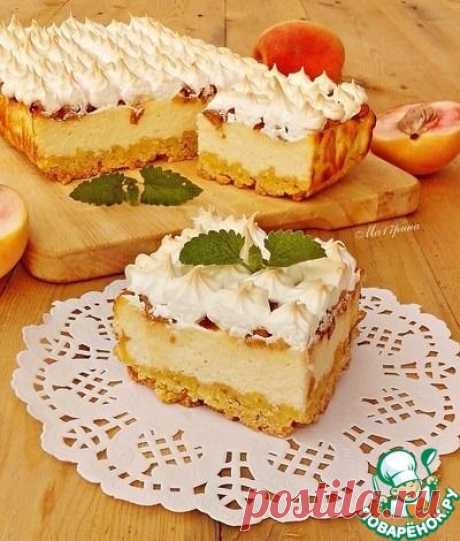Творожной пирог с персиками - кулинарный рецепт