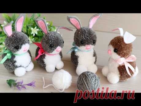 🐰💕Чудесные ЗАЙКИ/КРОЛИКИ из пряжи 🐇  Pom Pom Bunny/Rabbit