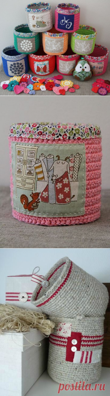 Crochet and fabric baskets by Katia Donohoe