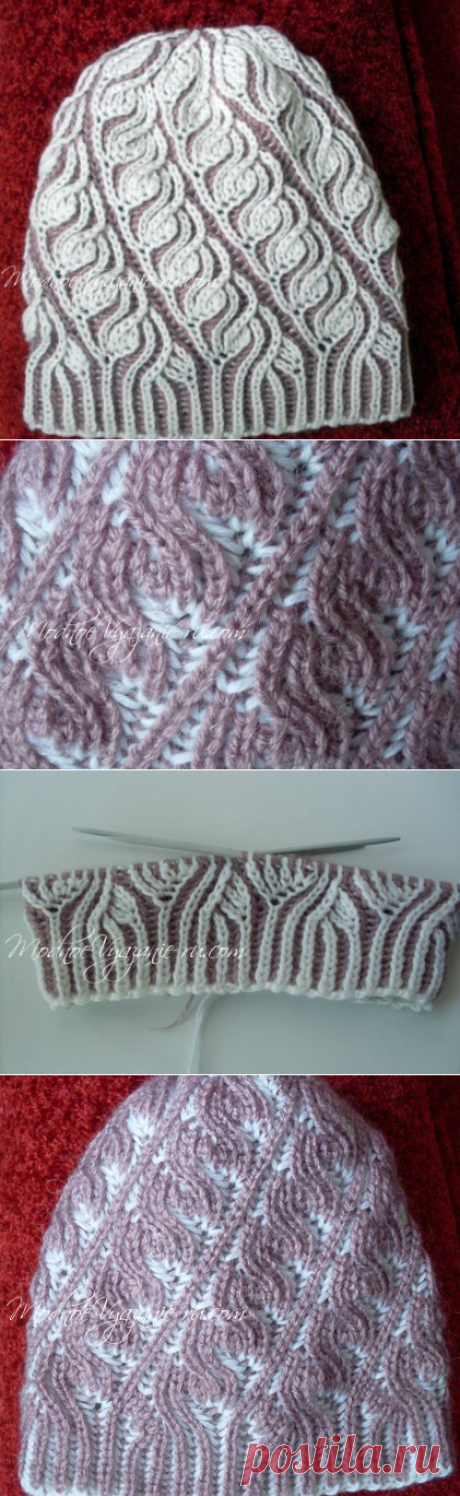 Женская шапка в технике Brioche Stitch - Модное вязание