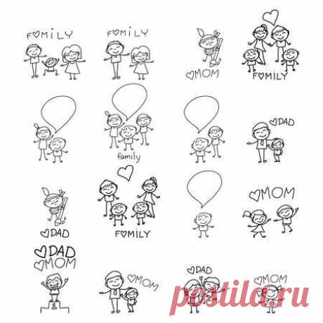 hand drawing cartoon character happy family 123RF - Миллионы стоковых фото, векторов, видео и музыки для Ваших проектов.