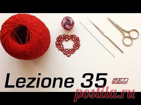 Chiacchierino Ad Ago - 35˚ Lezione Cuore Ciondolo Orecchino Tutorial Con Schema Bijoux Heart Tatting - YouTube