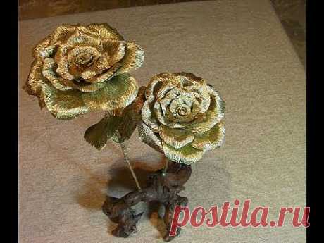 ▶ DIY ROSA DORADA, DE PAPEL CREPE, GOLDEN ROSE, IDEAS PARA REGALAR - YouTube