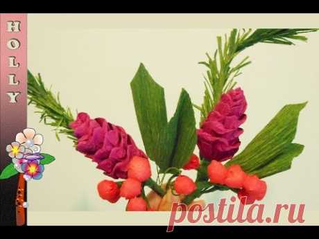 Paper Flower Tutorial Easy : Crepe Paper Pinecone and Berries - YouTube