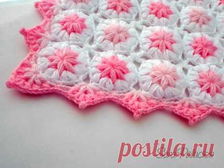 Crochet Baby Blanket Pattern. SPANISH VERSION. Flowers