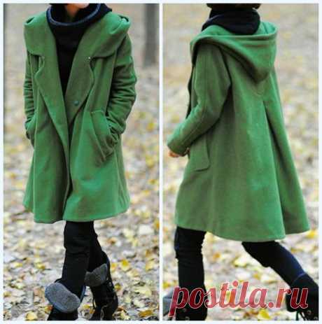 Grass green Wool Coat Women's winter Coat Hooded midi | Etsy