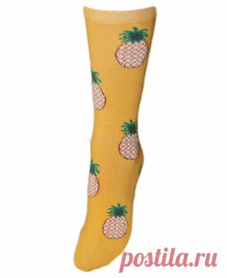 Желтые демисезонные носки с рисунком ананаса
