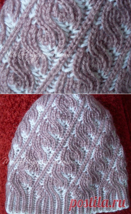 Женская шапка в технике Brioche Stitch - Modnoe Vyazanie ru.com