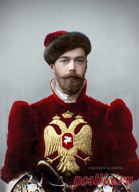 Nicholas II in old russian falconer costume | Николай II в костюме сокольничего – Color by Klimbim