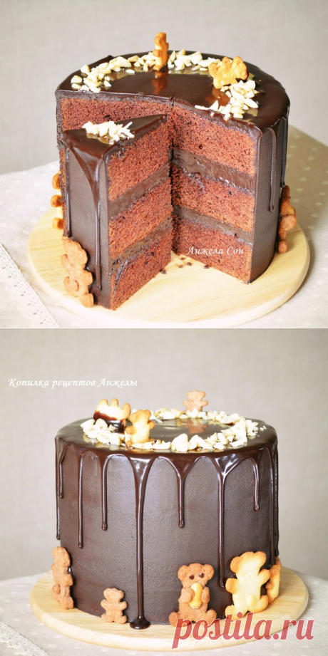 Рецепты со всего света. Очень вкусный, мега - шоколадный торт с ганашем.
