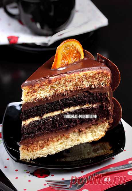 Торт с заварным апельсиновым кремом и шоколадом
