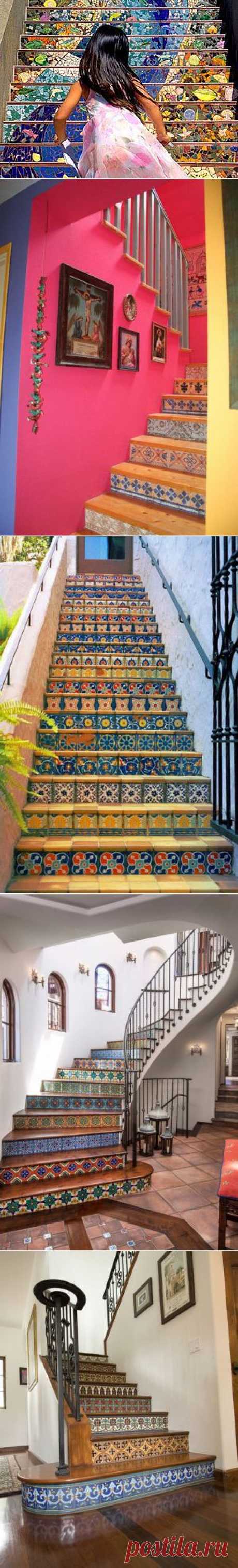 25 идей солнечного декора лестниц с помощью керамической плитки - Ярмарка Мастеров - ручная работа, handmade